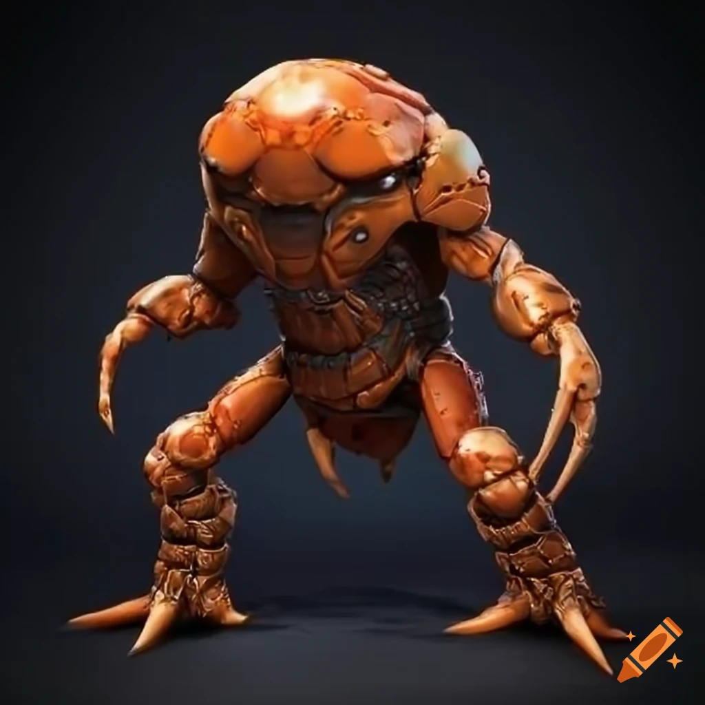 Scifi illustration of a crab man on Craiyon