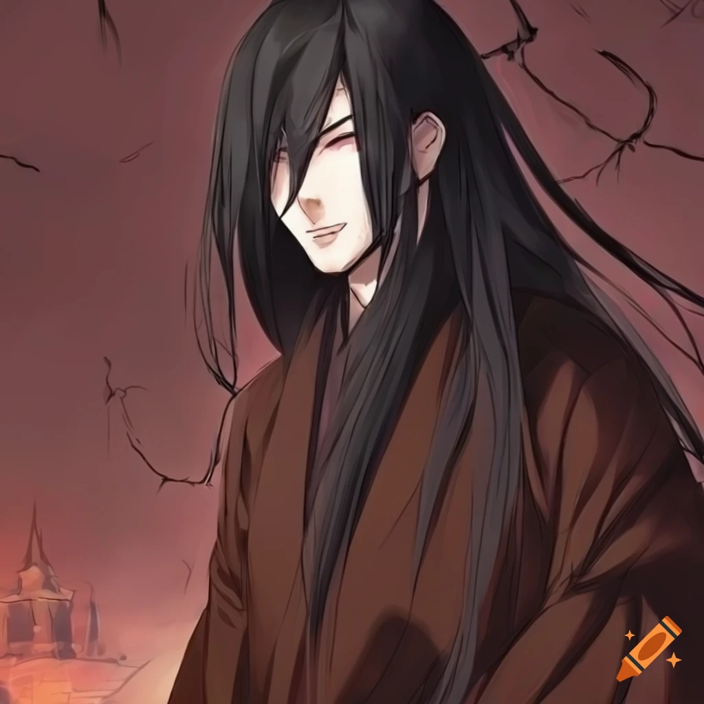 anime-style artwork of a man in a temple