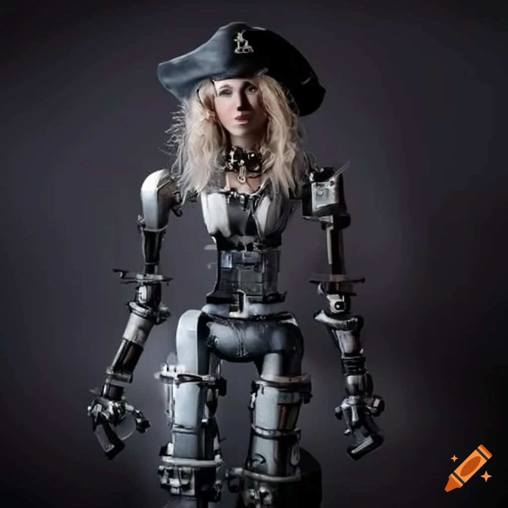 Female pirate robot illustration on Craiyon