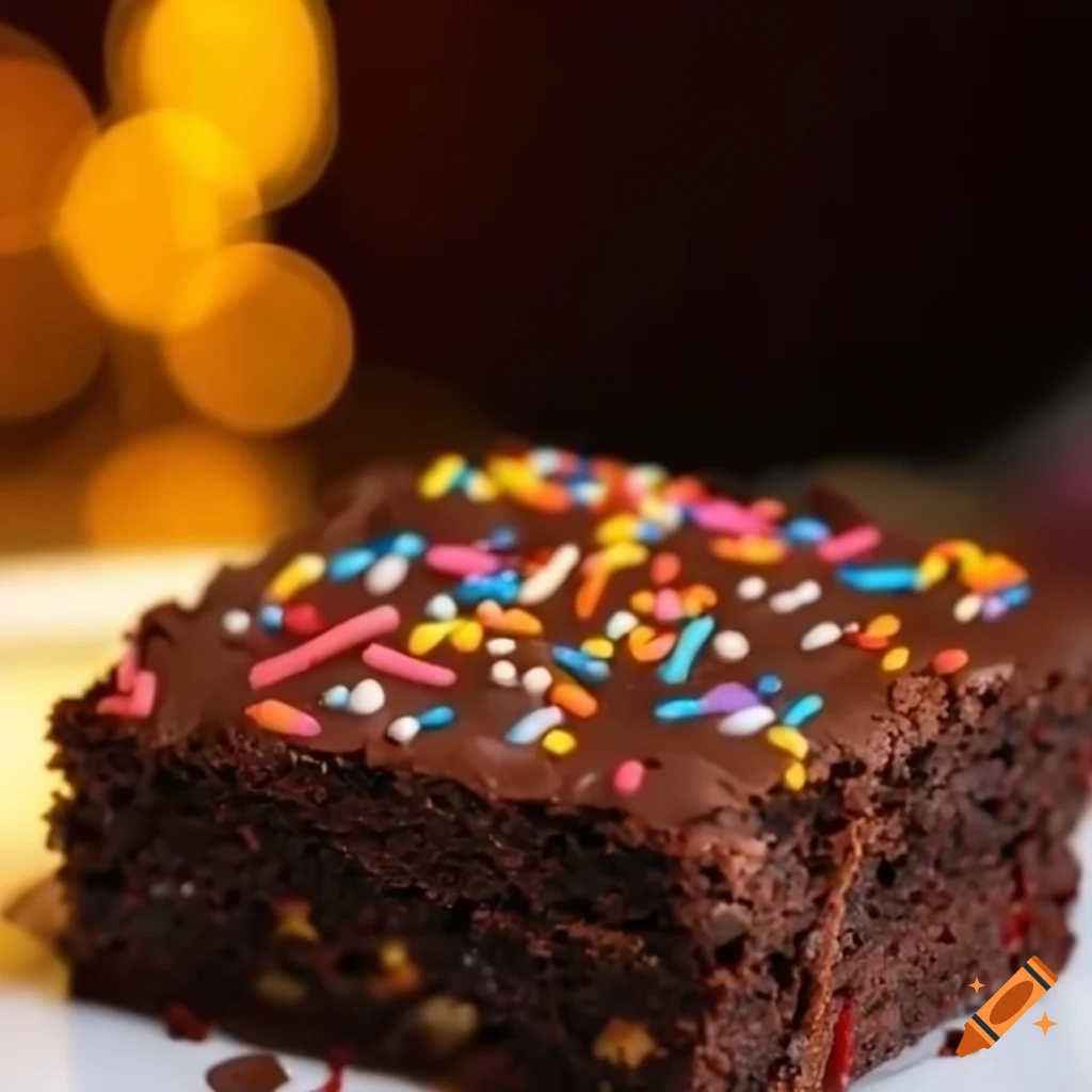 Microwaved chocolate brownie with sprinkles on Craiyon