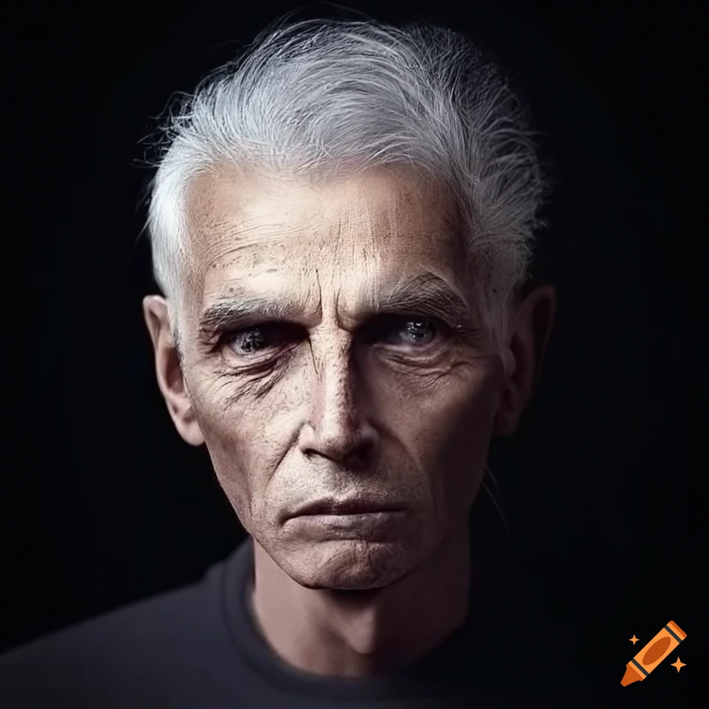 futuristic depiction of a young-looking elderly man