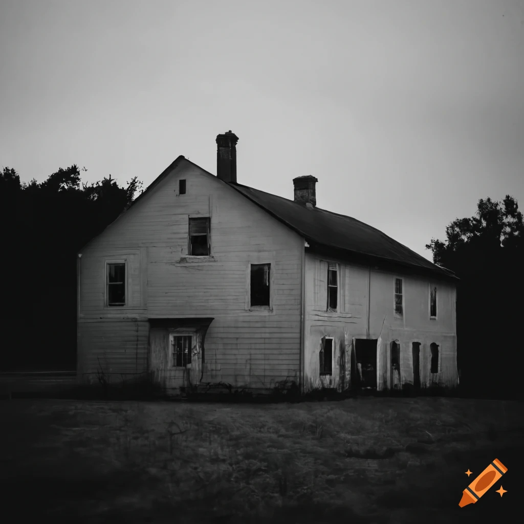 image of a farmhouse with a mysterious creature in the background