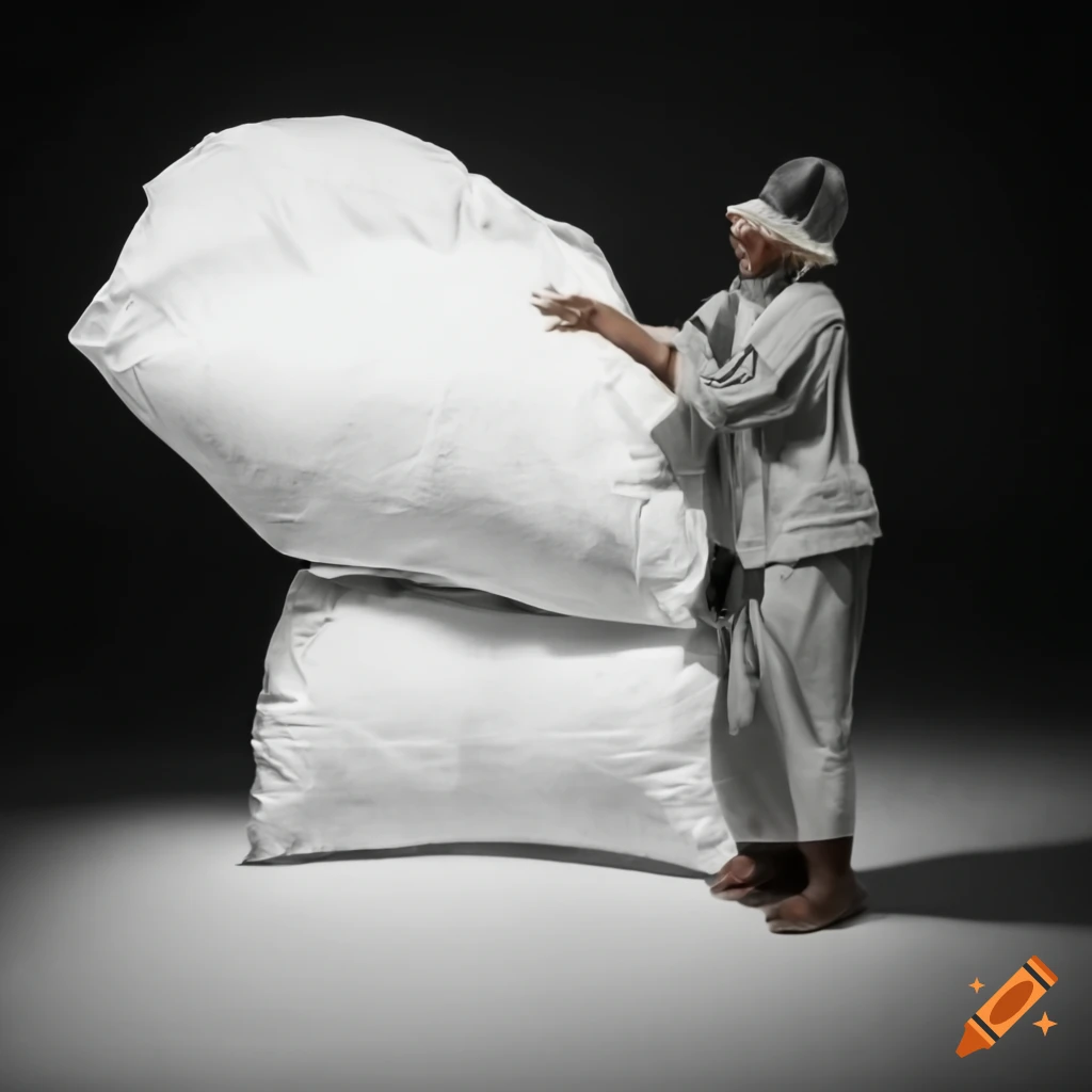 white dressed worker carrying bags of oats