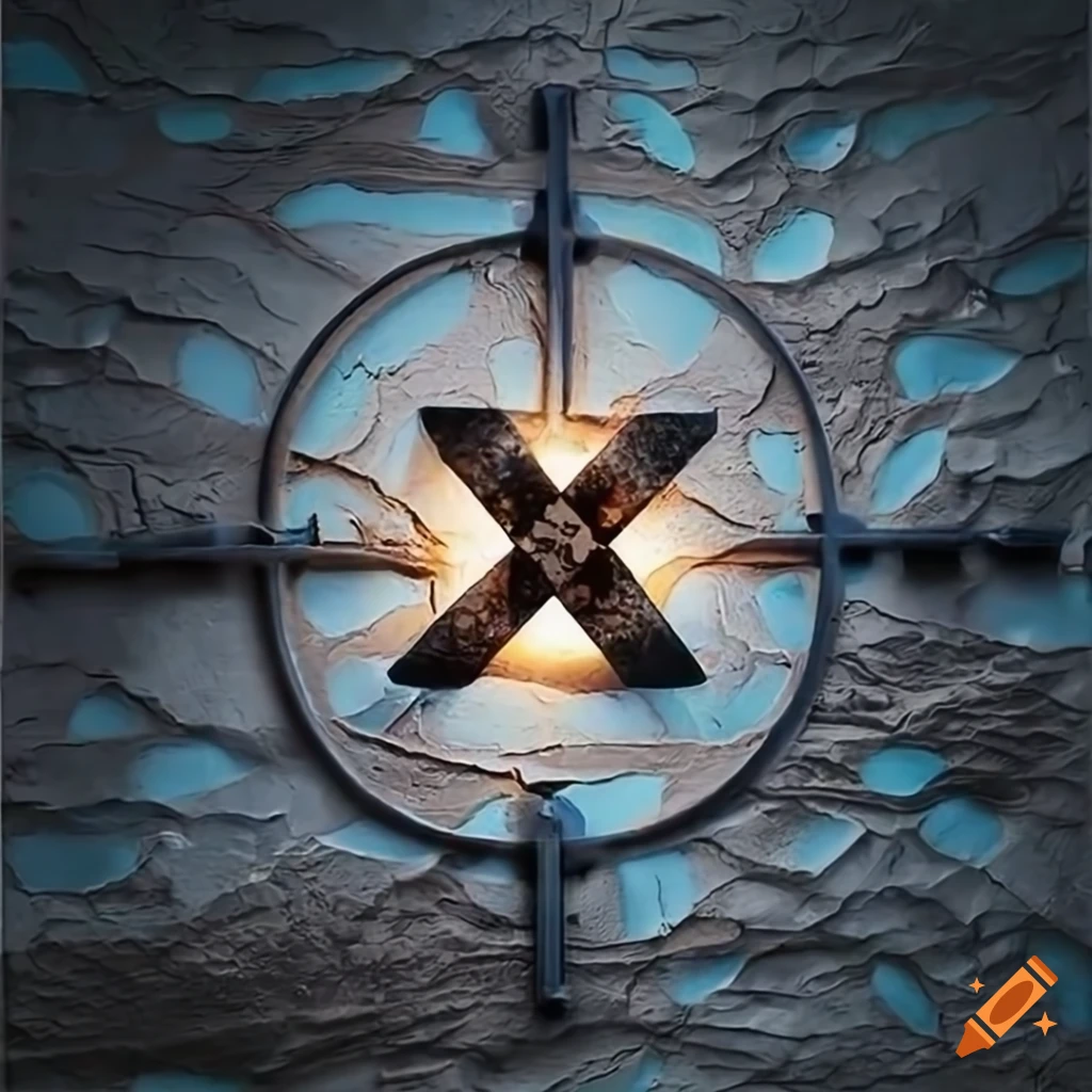 Engraved noughts and crosses game on a wet rock wall on Craiyon