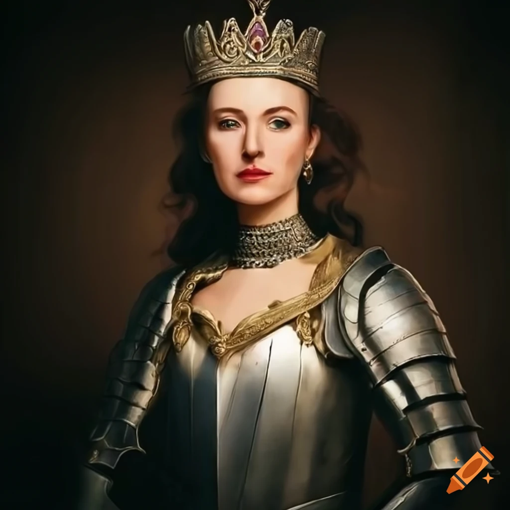 Portrait of an elegant queen in armor