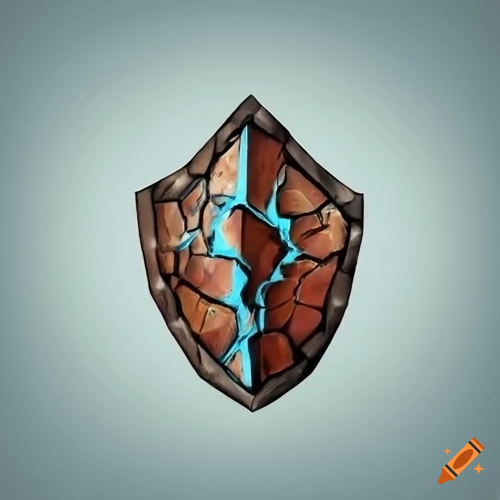 Stone cracked shield icon on Craiyon