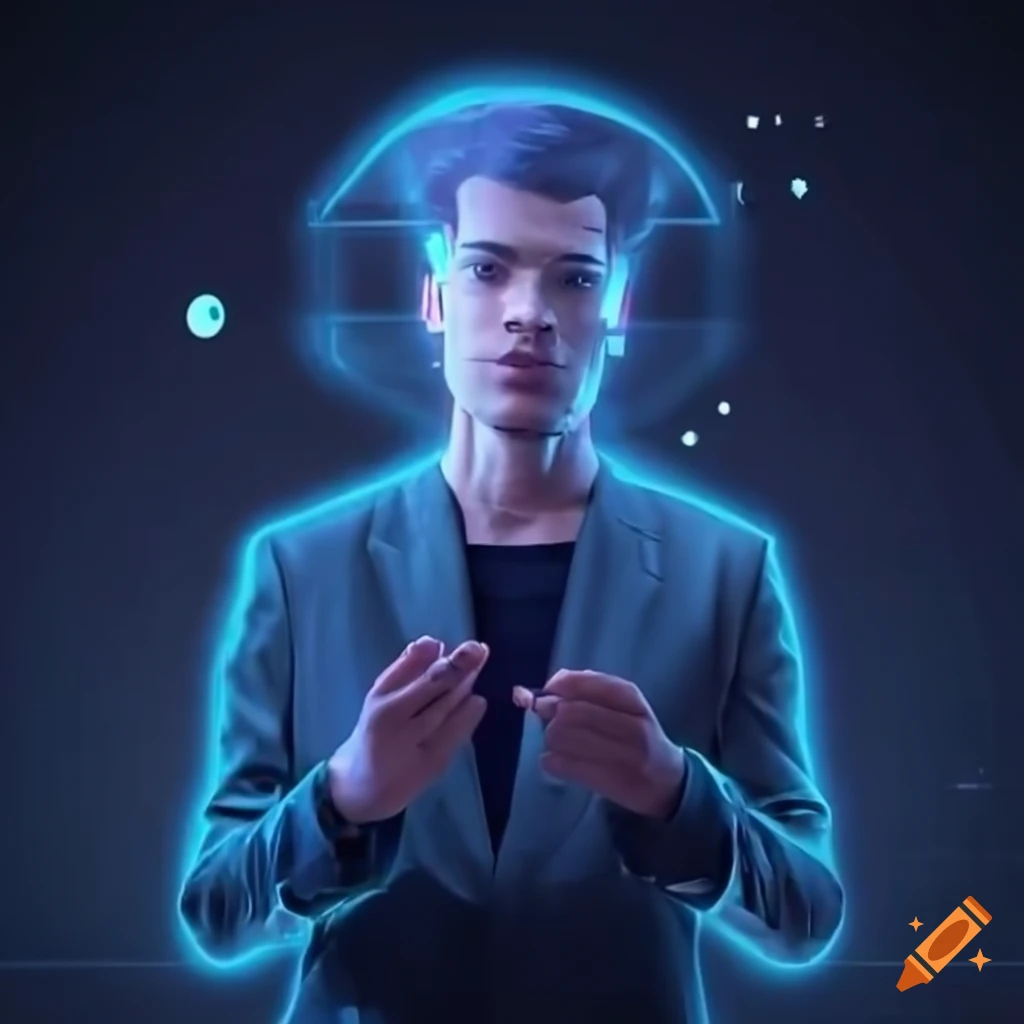 Futuristic hologram of a man speaking