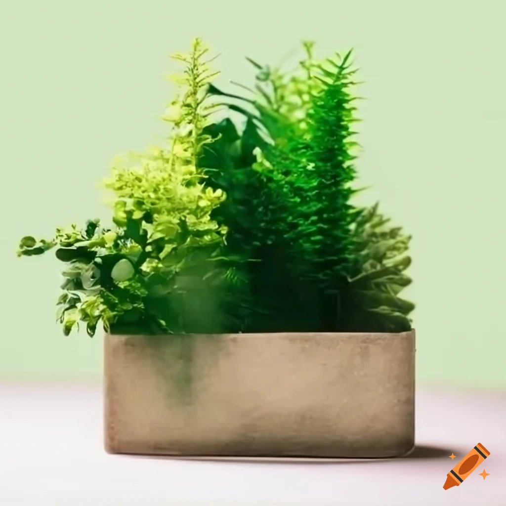 lush green plants in a decorative box