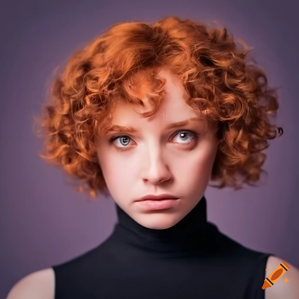 Close Up Portrait Of A Young Woman With Red Curly Hair On Craiyon 