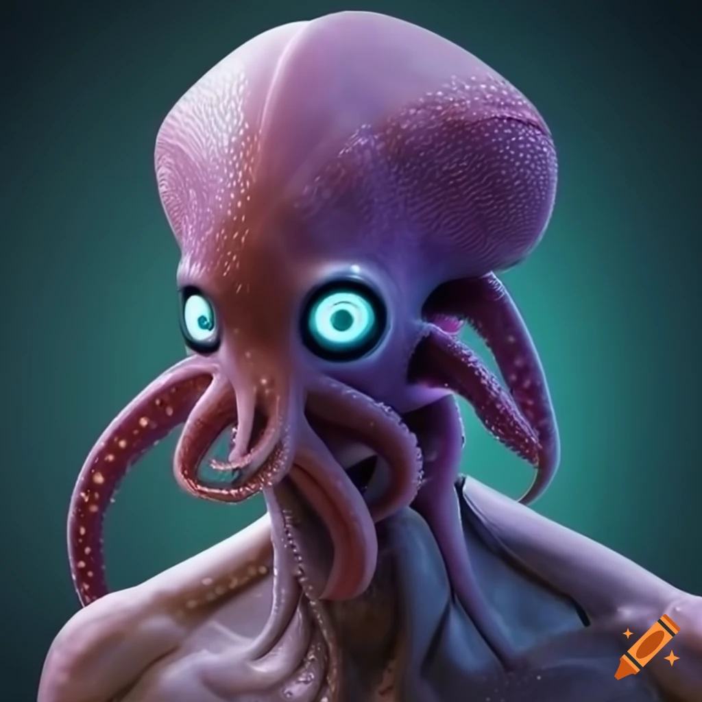 Illustration of a humanoid squid alien