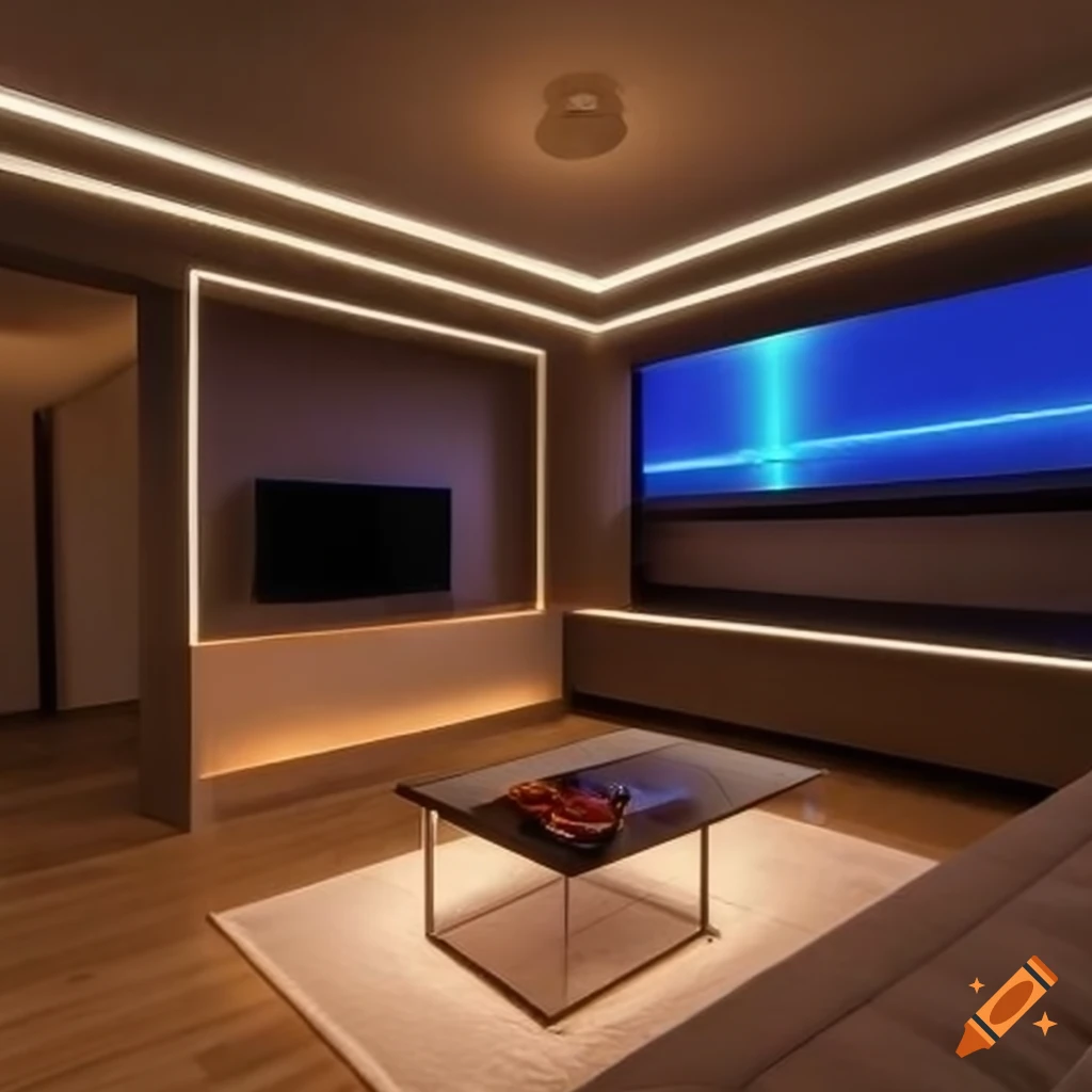 Room with beautiful led lights on Craiyon