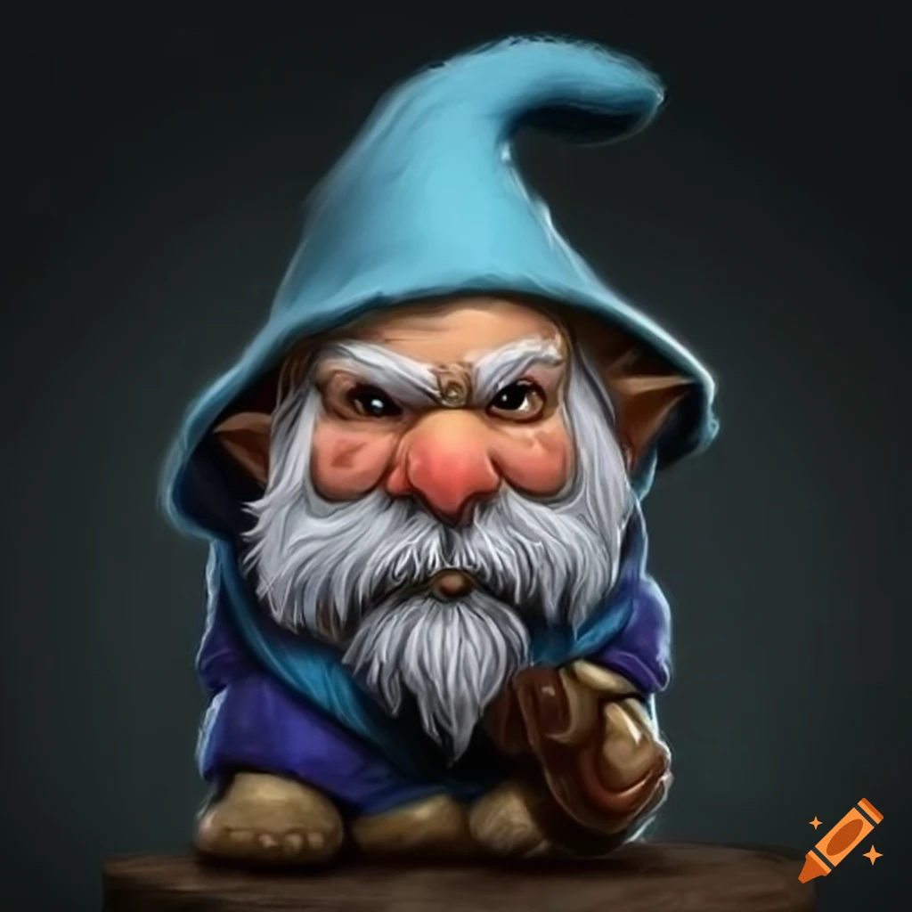 Gnome wizard with button nose on Craiyon
