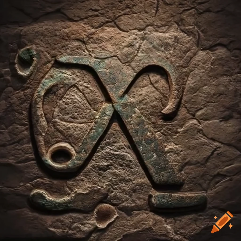 Shale rock with ancient etruscan alphabet engraving on Craiyon