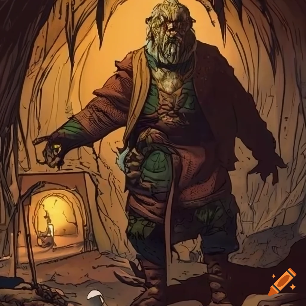 old comic-style scifi artwork featuring a hobbit