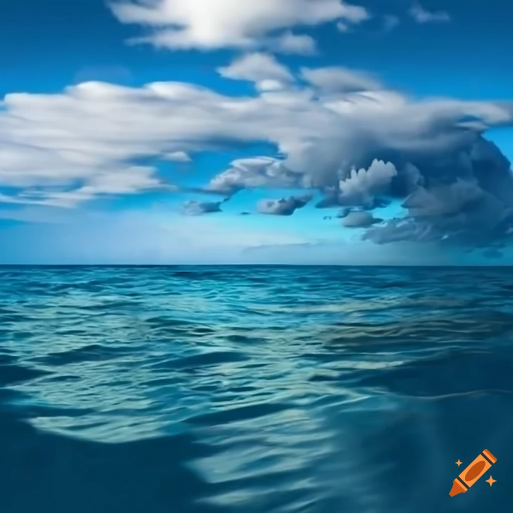 3D rendering of ocean on a cloudy day
