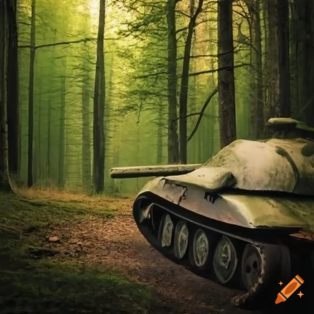 Tank standing in the forest