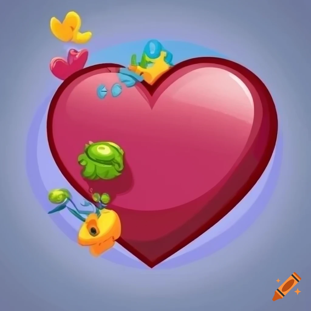 cartoon heart for children's book illustration