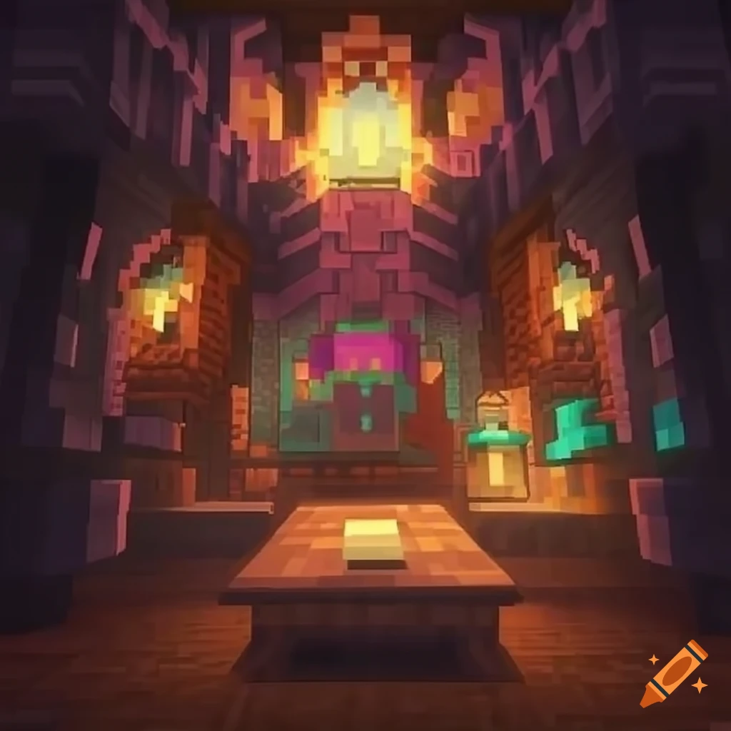 Collection of furniture in minecraft on Craiyon