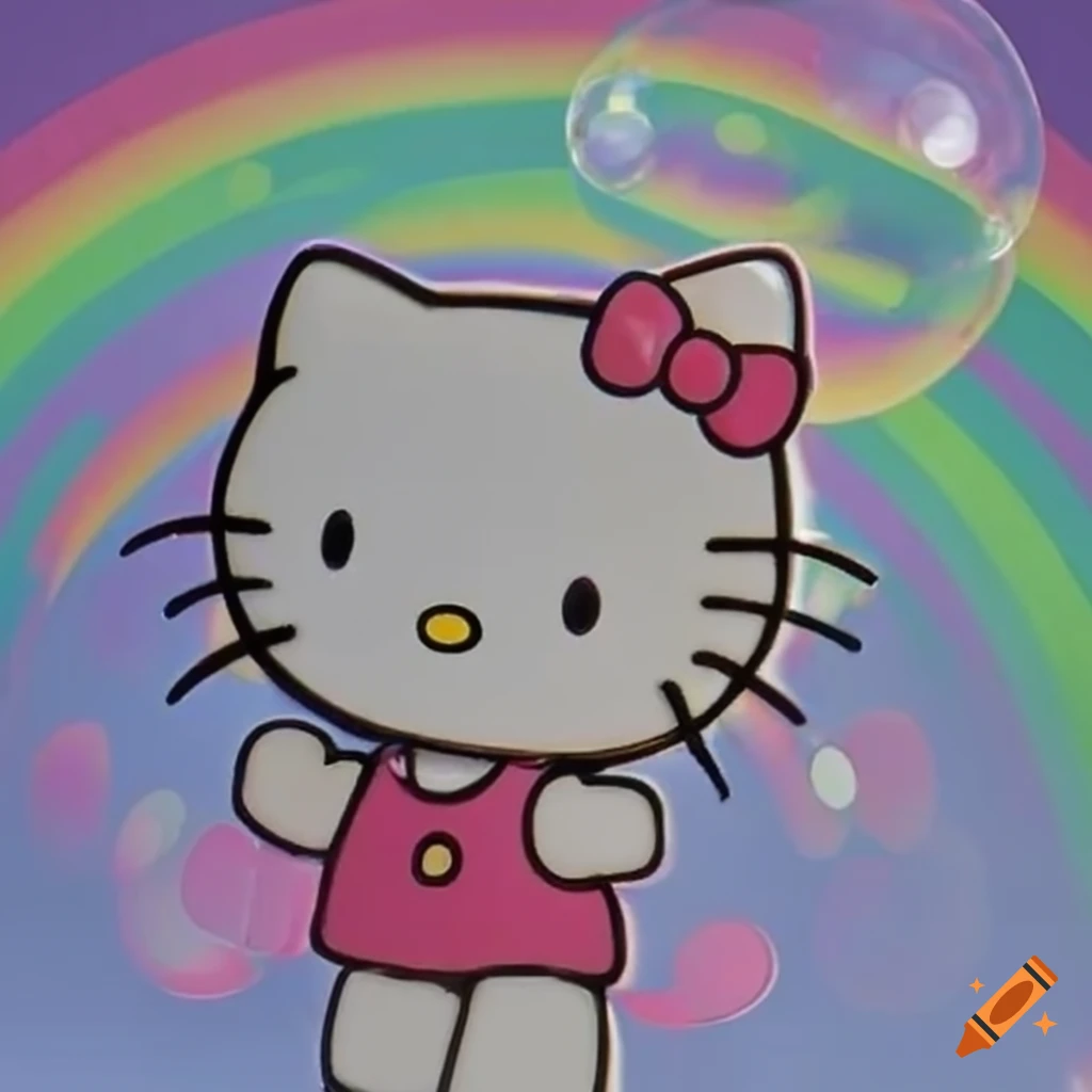 Hello kitty in a colorful bubble on Craiyon