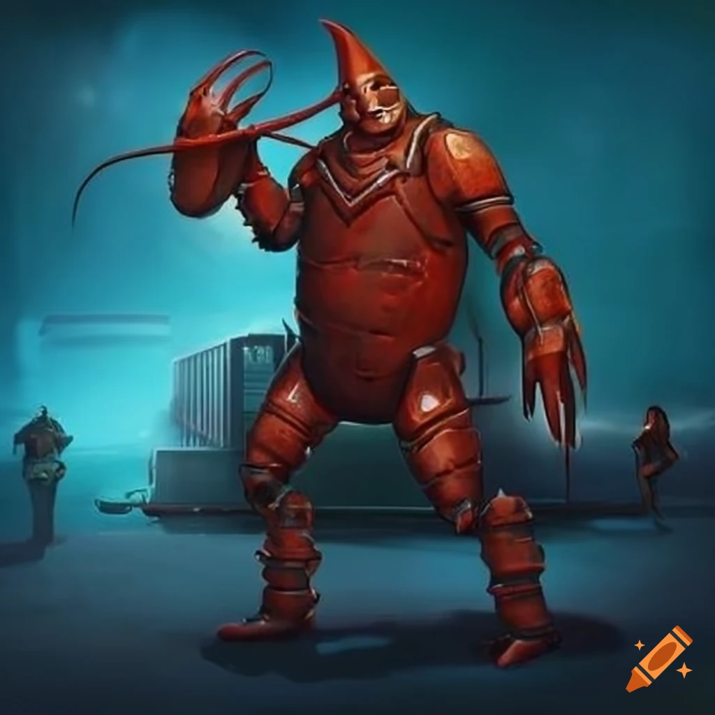 Image of a scifi lobster man on Craiyon