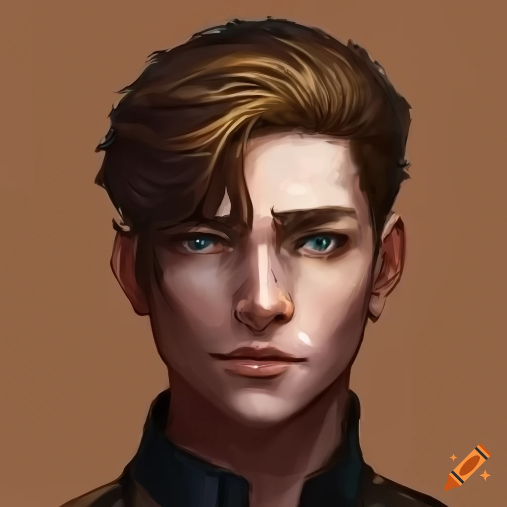 Artwork Of A Male Pilot With Brown Hair And Gold Eyes On Craiyon