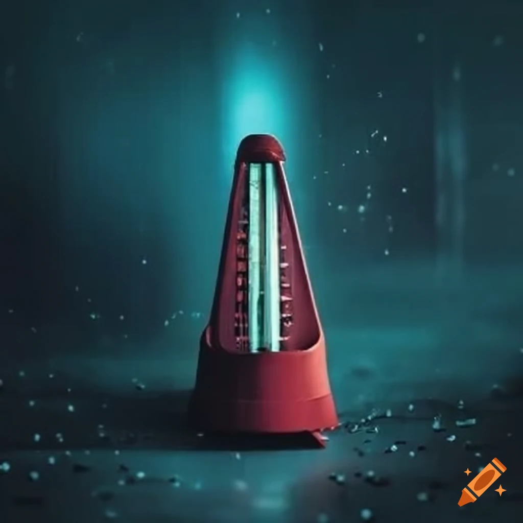 Artwork of a metronome in a rainstorm