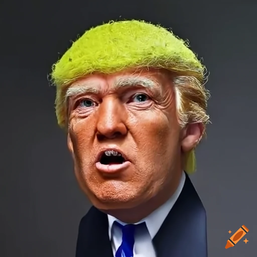 Creative artwork of donald trump made of tennis balls