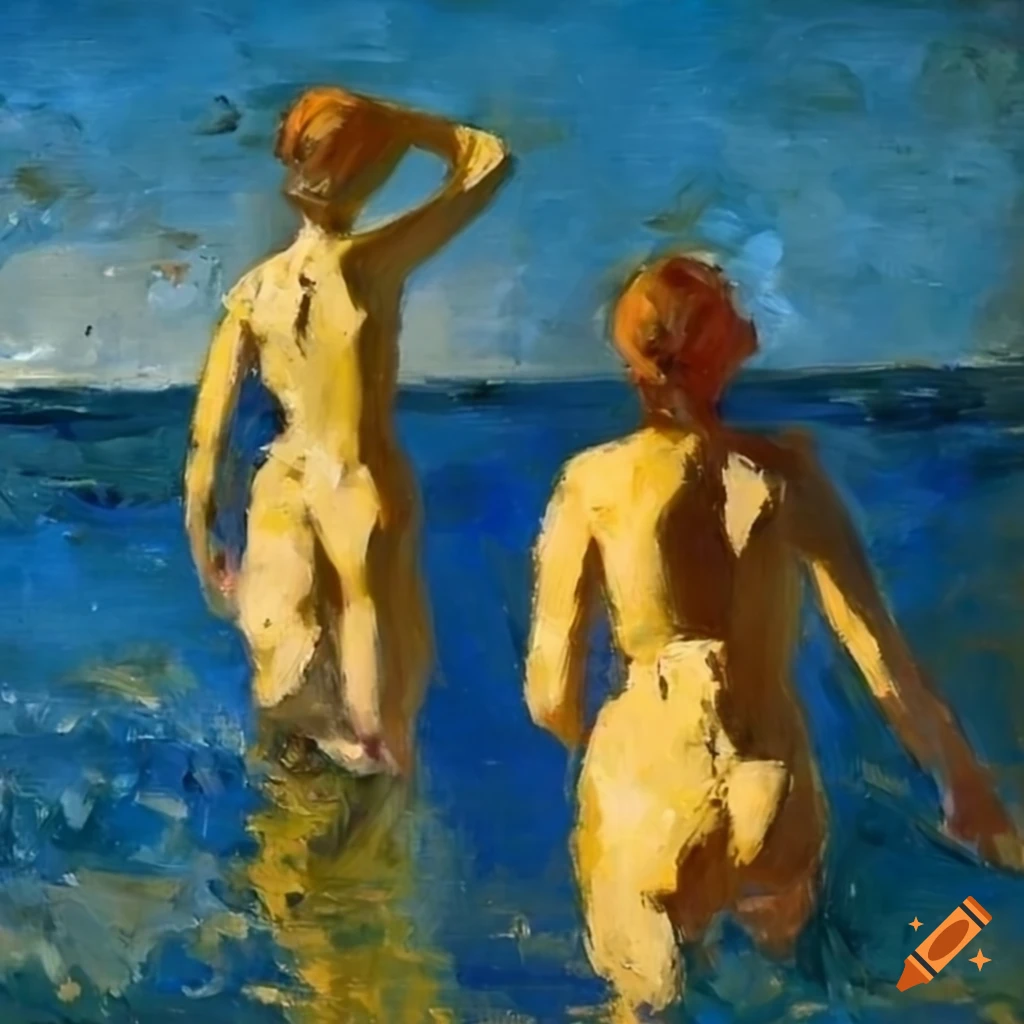 beach scene inspired by George Hendrik Breitner
