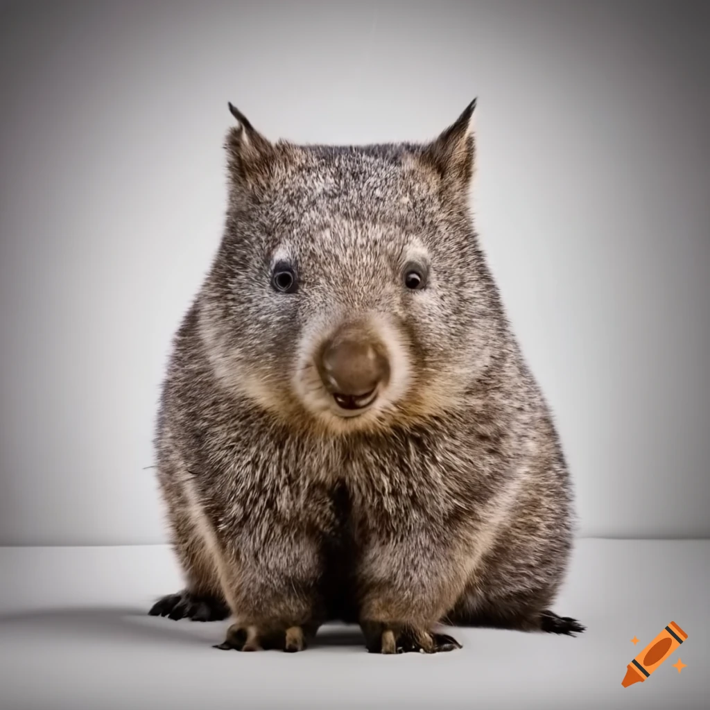 wombat relaxing in a white room