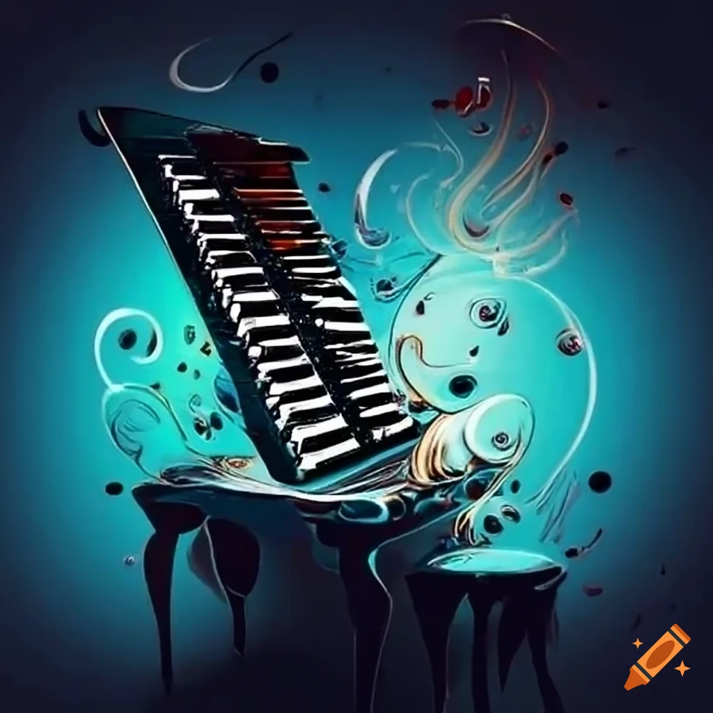 Elegant piano keys playing a melody on Craiyon