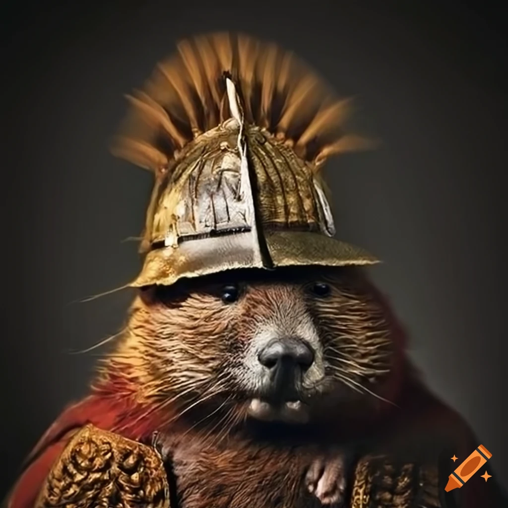 Image of a beaver dressed as a polish winged hussar on Craiyon