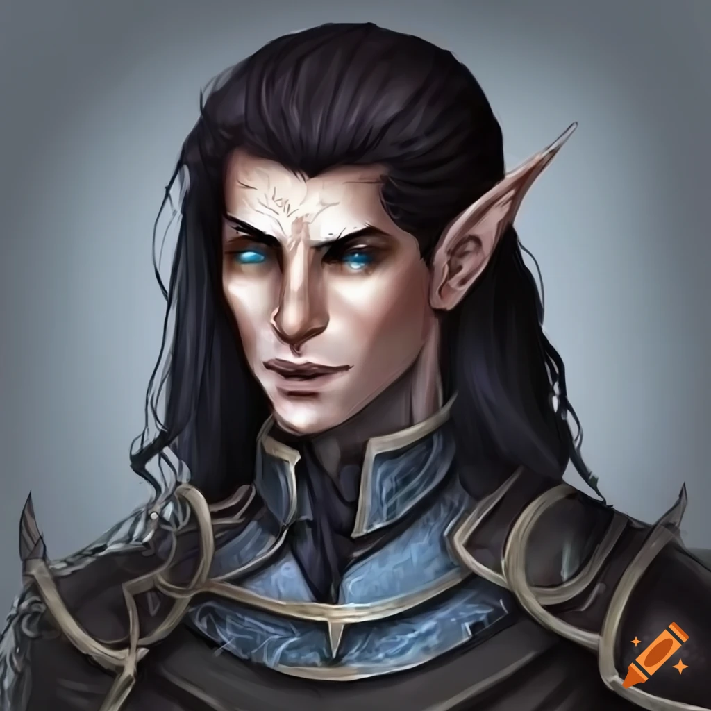 portrait of a sinister half-elf warlock