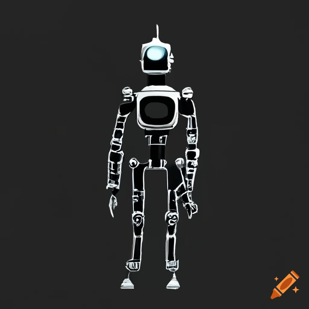silhouette of a black and white robot