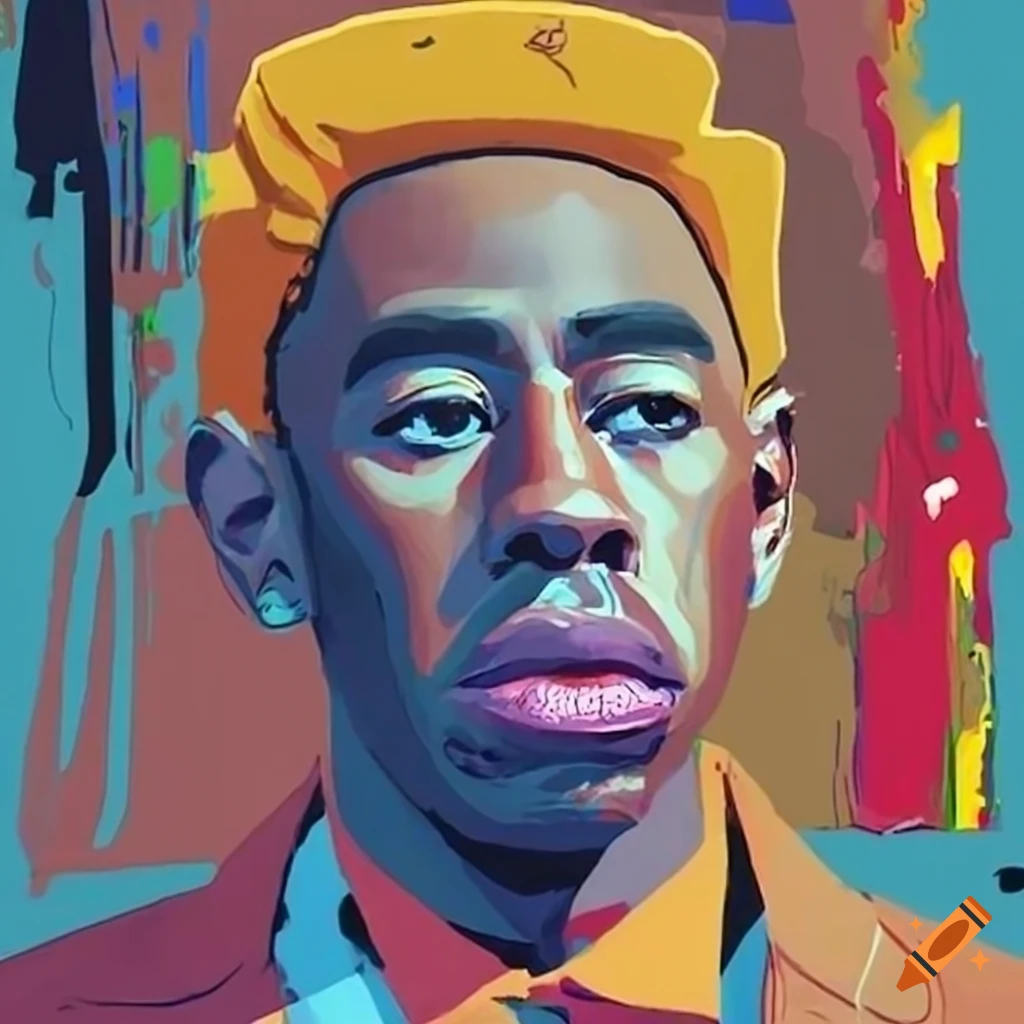 vibrant artwork inspired by Basquiat and Tyler the Creator