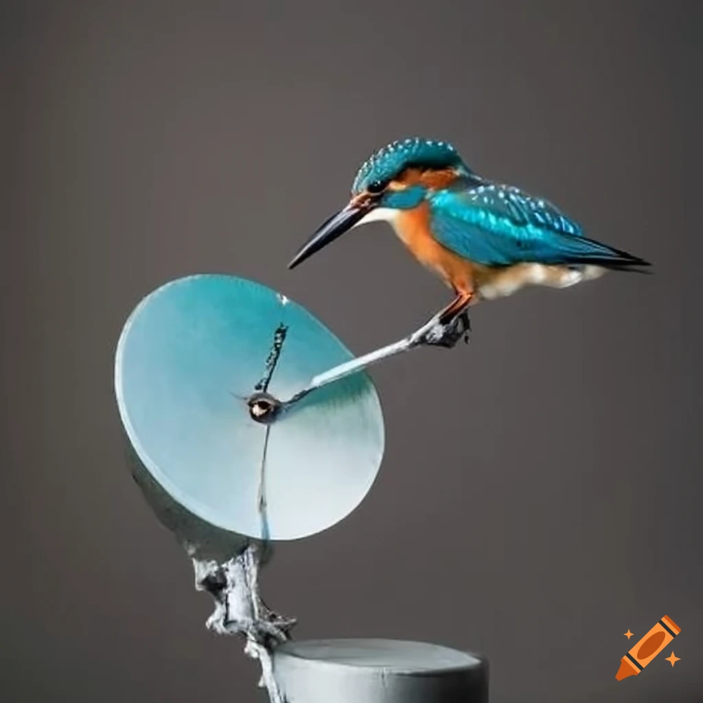 Kingfisher bird on a satellite dish