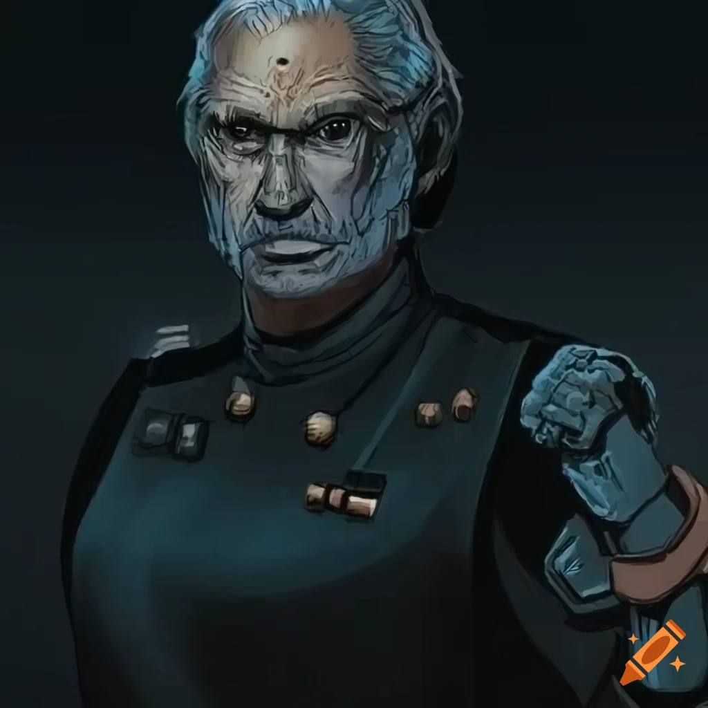 comic-style depiction of a futuristic admiral