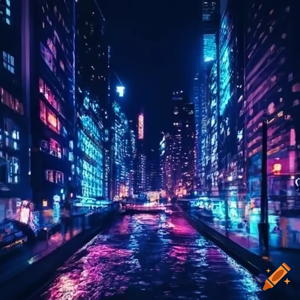 Night view of a vibrant city