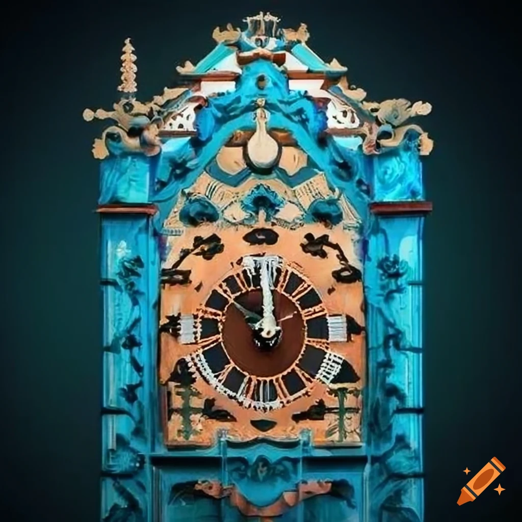 Intricate cuckoo clock style exhibit in a museum