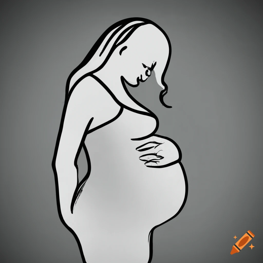 Pregnant woman drawings stock vector. Illustration of outline - 72551186