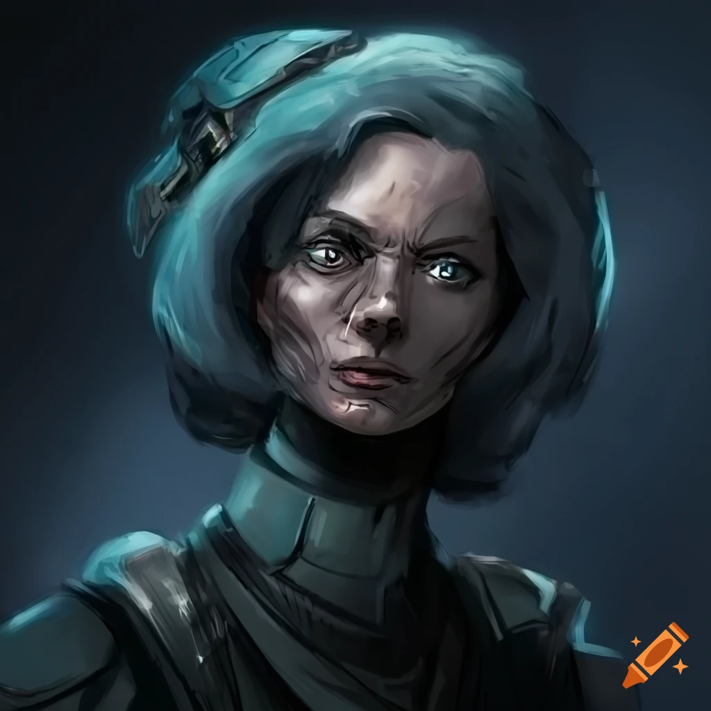 comic style depiction of a scifi high commander