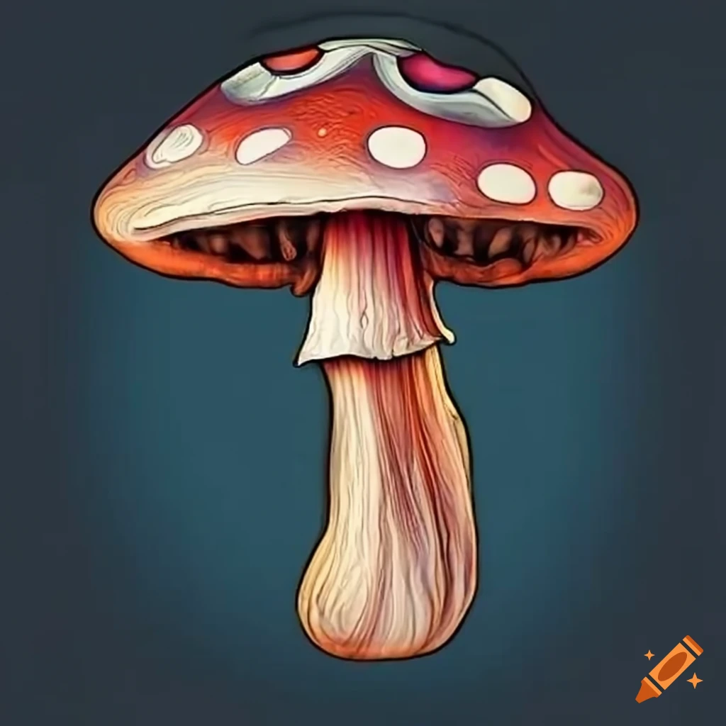 mushrooms in Sailor Jerry style