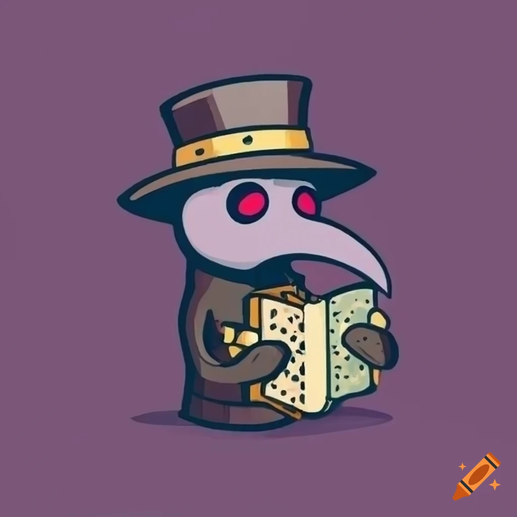 cute plague doctor logo with a book