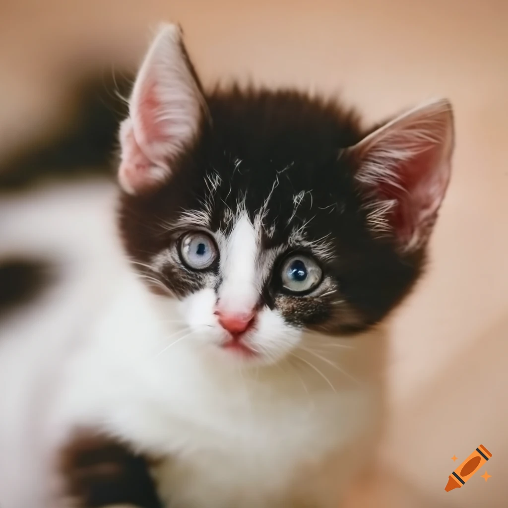 White And Black Spotted Kitten Named Domino On Craiyon
