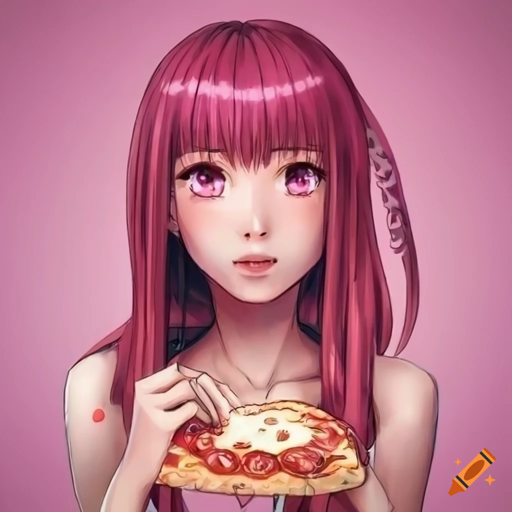 pink shaded Japanese anime girl artwork