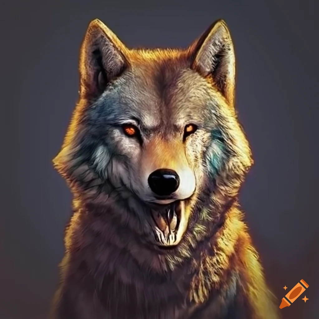 digital art of a wolf inspired by Da Vinci