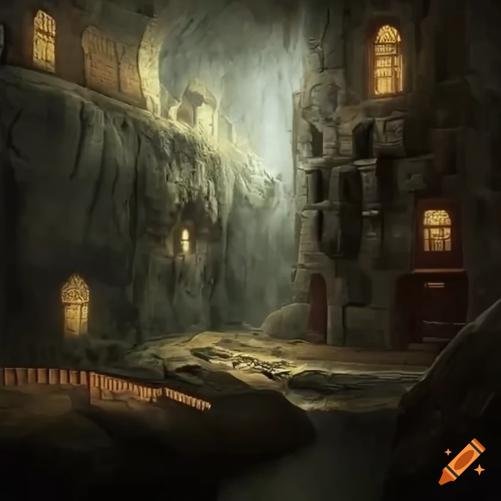 Image of a dwarven city built inside a mountain on Craiyon