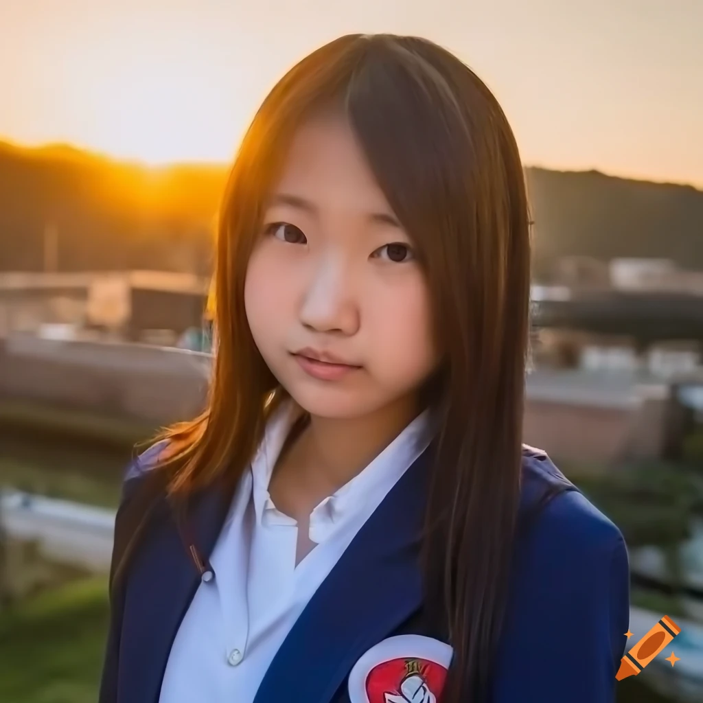 portrait of a cute Japanese girl in school uniform