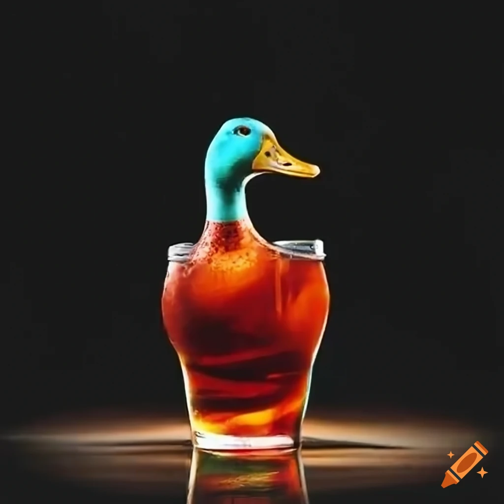 Duck enjoying a drink of cocacola on Craiyon