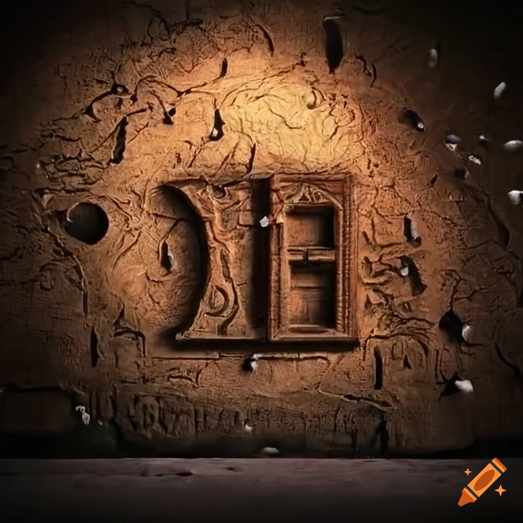 Shale rock with ancient engraved alphabet