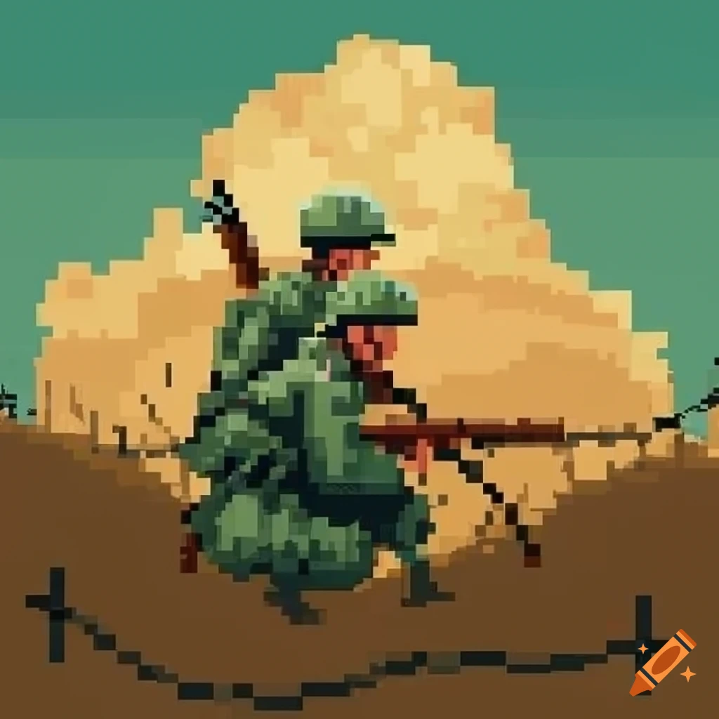 Pixel Art Of A Battlefield During World War One On Craiyon